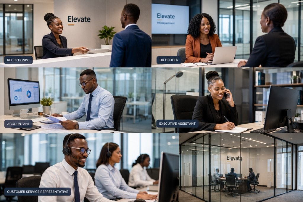 Pukena office support professionals — receptionist, HR, accountant, executive assistant and customer service teams.